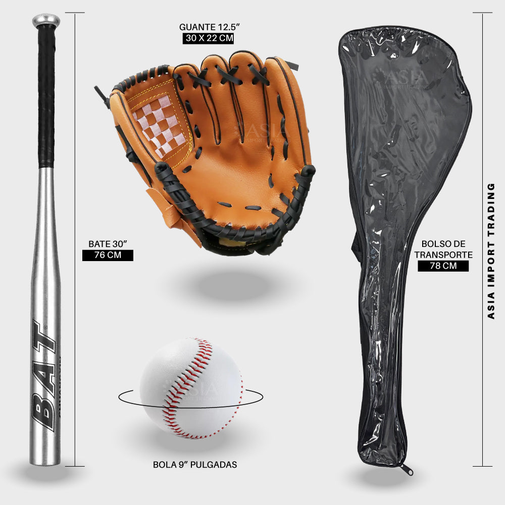 Set Baseball Bate Aluminio Gris
