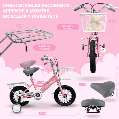 Bicicleta Infantil Aro 12 Rosada