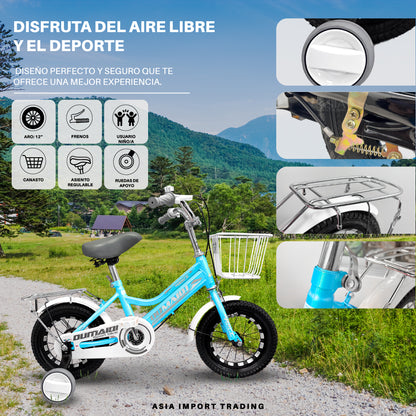 Bicicleta Niño Aro 12 Canasto y Parrilla | Azul Pastel