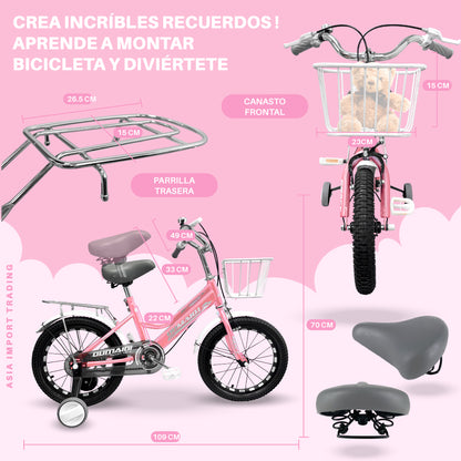 Bicicleta infantil Aro 16 Rosada
