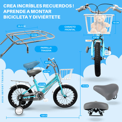 Bicicleta Infantil Aro 16 Celeste
