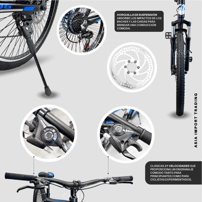 Bicicleta Mountain Bike Aluminio Aro 27,5 Azul