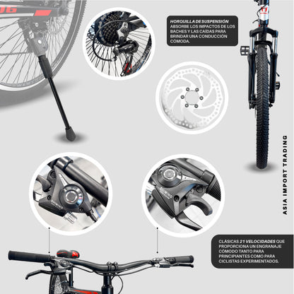 Bicicleta Mountain Bike Aro 29 Roja