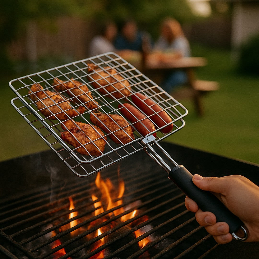 Rejilla Parrillera Flip-Grill Pro con mango antideslizante