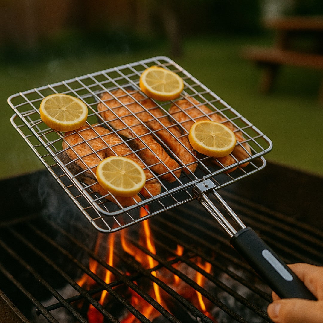 Rejilla Parrillera Flip-Grill Pro con mango antideslizante