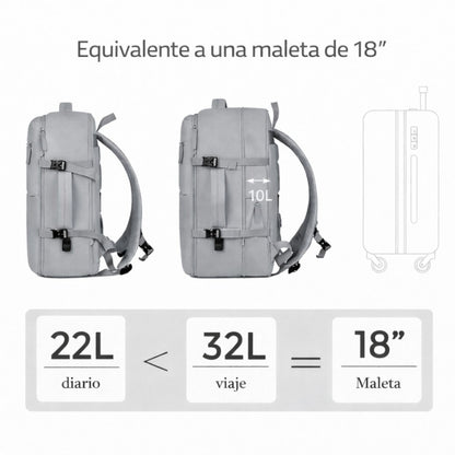 Mochila de Viaje Expandible color Gris