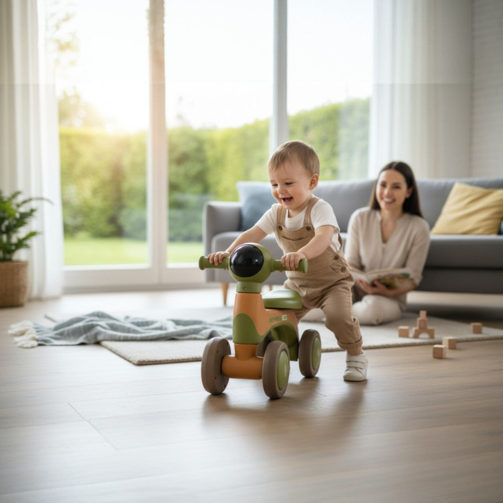 Correpasillo Infantil 4 Ruedas de Aprendizaje con Música y Luces Verde-Amarillo