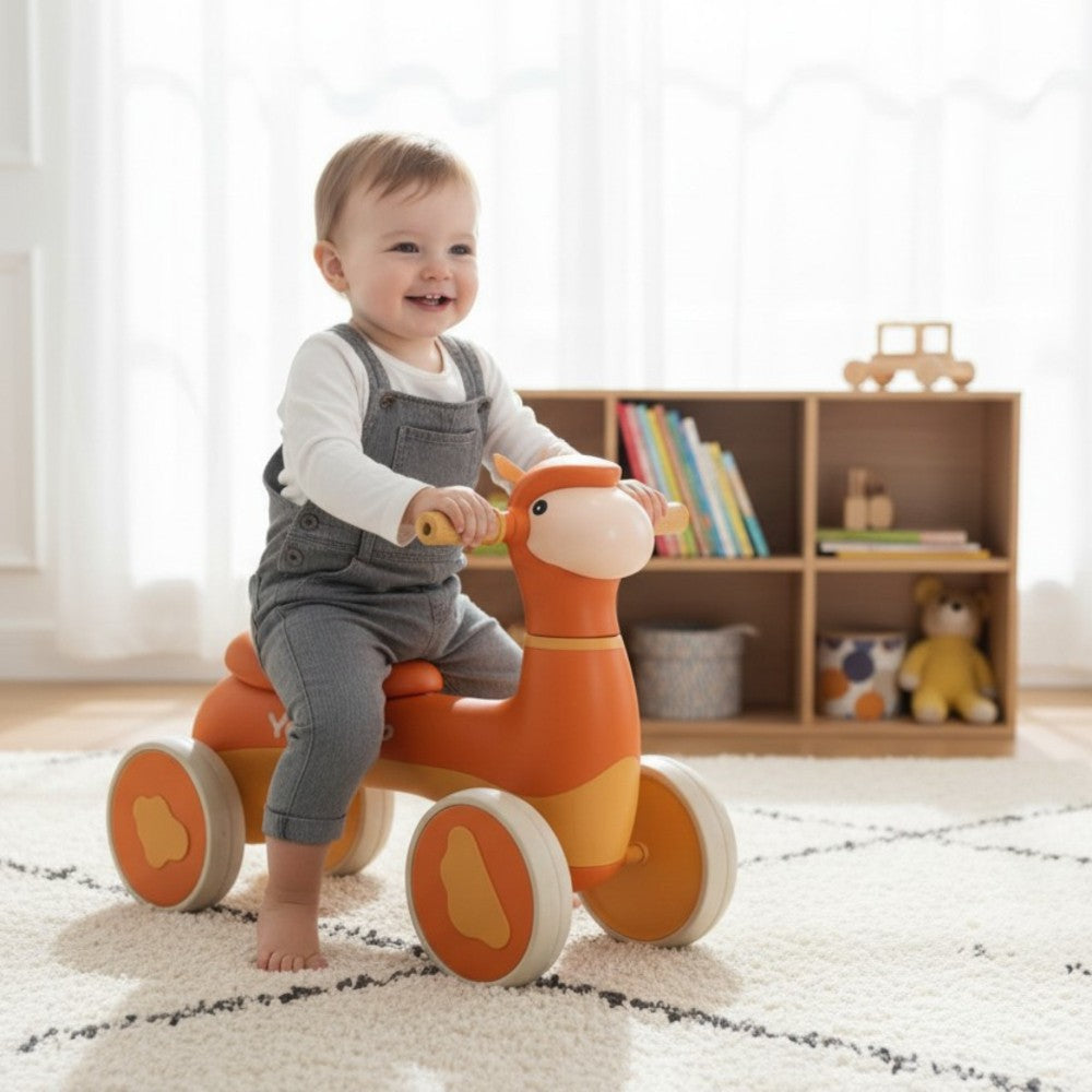 Correpasillos Infantil Baby Ride Animalito Naranjo 4 Ruedas