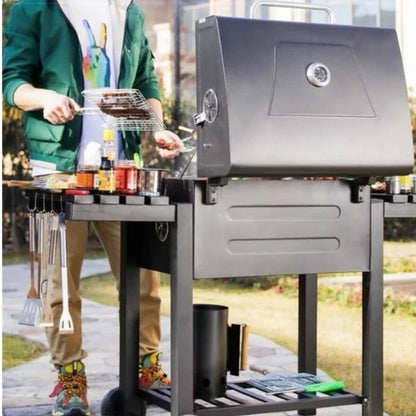 Parrilla a Carbón con Tapa, Termómetro y Bandeja Lateral – Home&Design