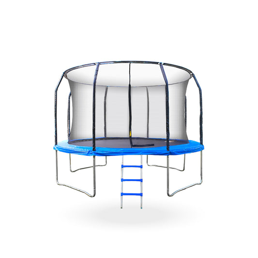 Cama Elastica con malla y Escalera 1.83 mt Azul PWRFitness