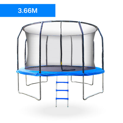 Cama Elastica con malla y Escalera 3.66mt Azul PWRFitness