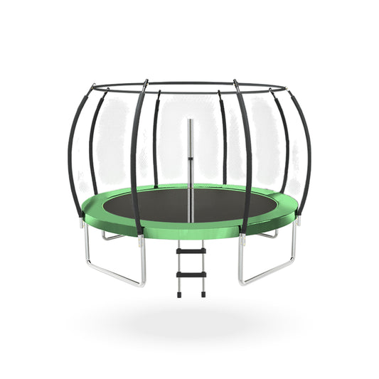 Cama Elastica con malla y Escalera 2.44 mt Verde PWRFitness
