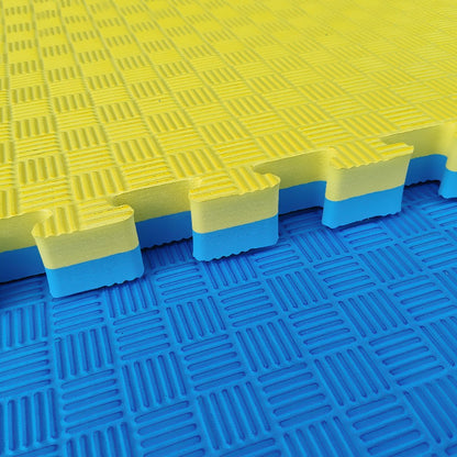 Tatami EVA Reversible 1×1 m (40 mm) – Ultra Impacto Amarillo/Azul