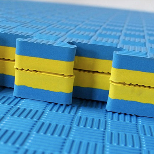 Tatami EVA Reversible 1×1 m (25 mm) – Alto Impacto Amarillo/Azul