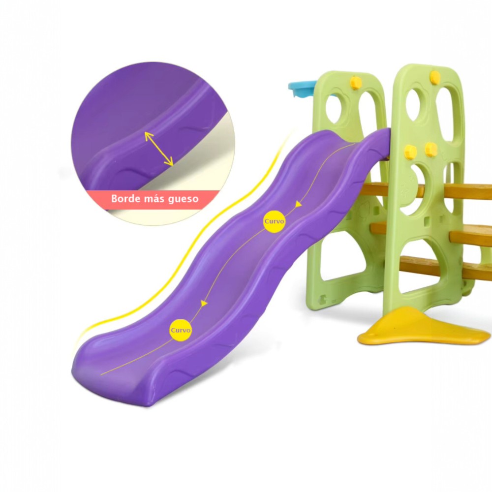 Resbalín Columpio Infantil 4 en 1 con Aro Básquet y Juego Pelota Multicolor