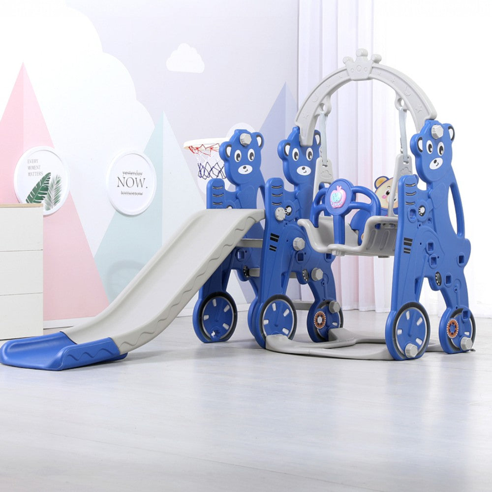 Resbalín Columpio Musical 3 en 1 “Osito Aventurero” Azul
