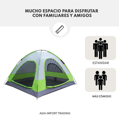 Carpa Familiar Automática 4P 2 Ambientes Impermeable