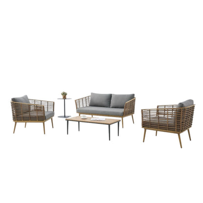 Juego de Terraza Lounge Élite Ratán Sintético & Cojines Gris Ceniza