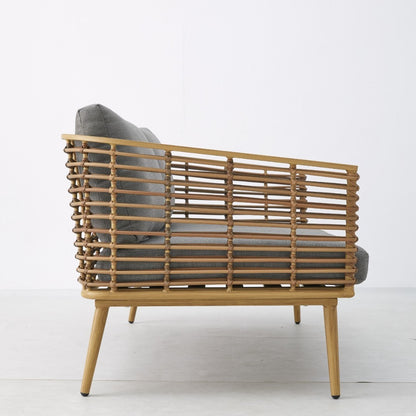 Juego de Terraza Lounge Élite Ratán Sintético & Cojines Gris Ceniza