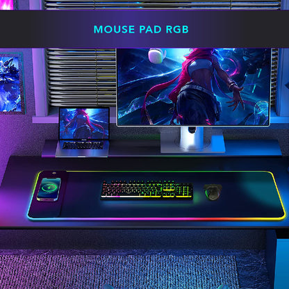 Mousepad con Cargador inalambrico y borde RGB
