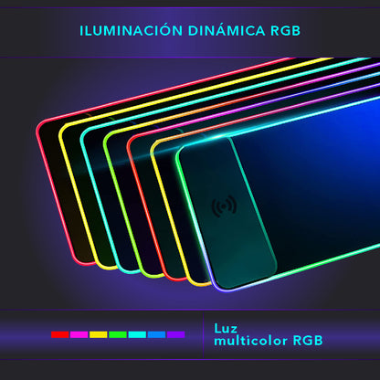 Mousepad con Cargador inalambrico y borde RGB