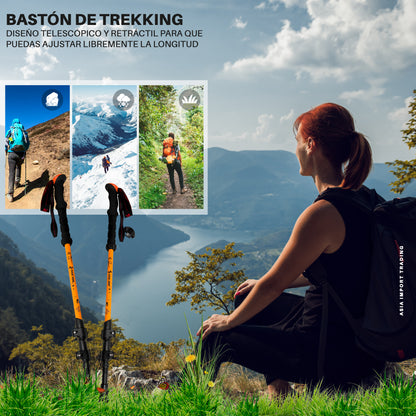 Bastón De Trekking Telescópico Ajustable Antideslizante