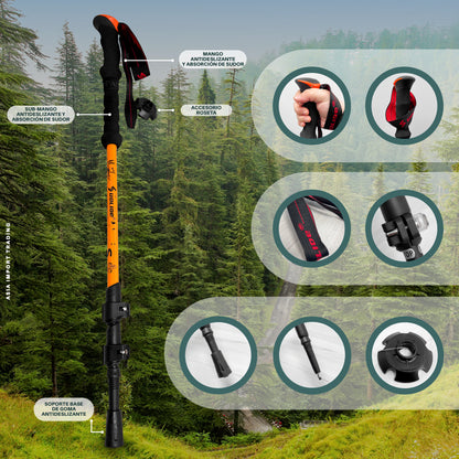 Bastón De Trekking Telescópico Ajustable Antideslizante