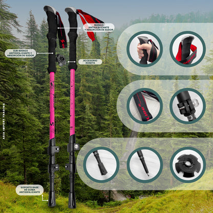 Pack de 2 Bastones Trekking Rosados