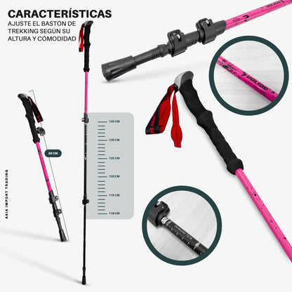 Pack de 2 Bastones Trekking Rosados
