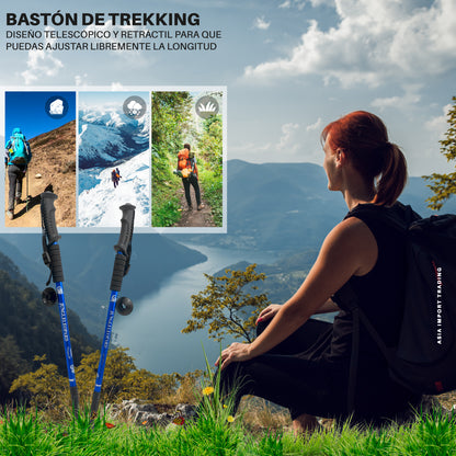Baston de Trekking Antishock Azul