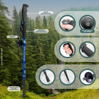 Baston de Trekking Antishock Azul