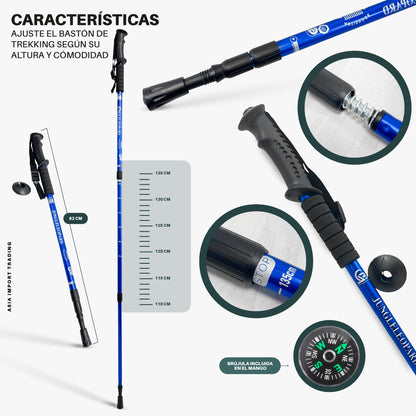 Baston de Trekking Antishock Azul