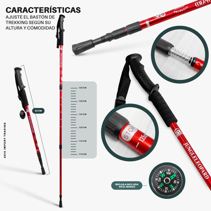 Pack de 2 Bastones Trekking Antishock Rojo