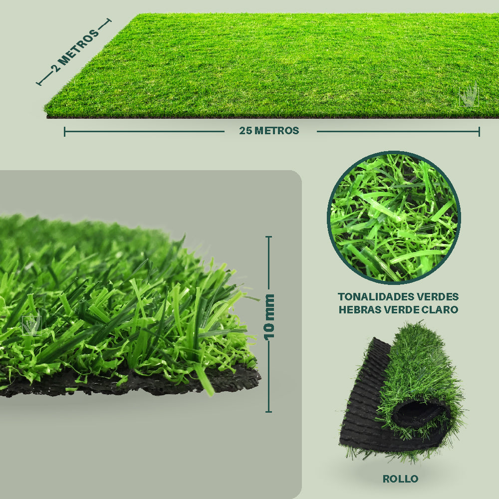 Pasto Sintetico 10 milimetros espesor 50 mt2