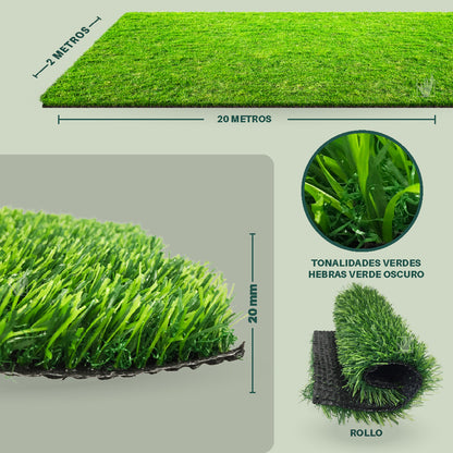Pasto Sintetico 20 milimetros espesor 40 mt2