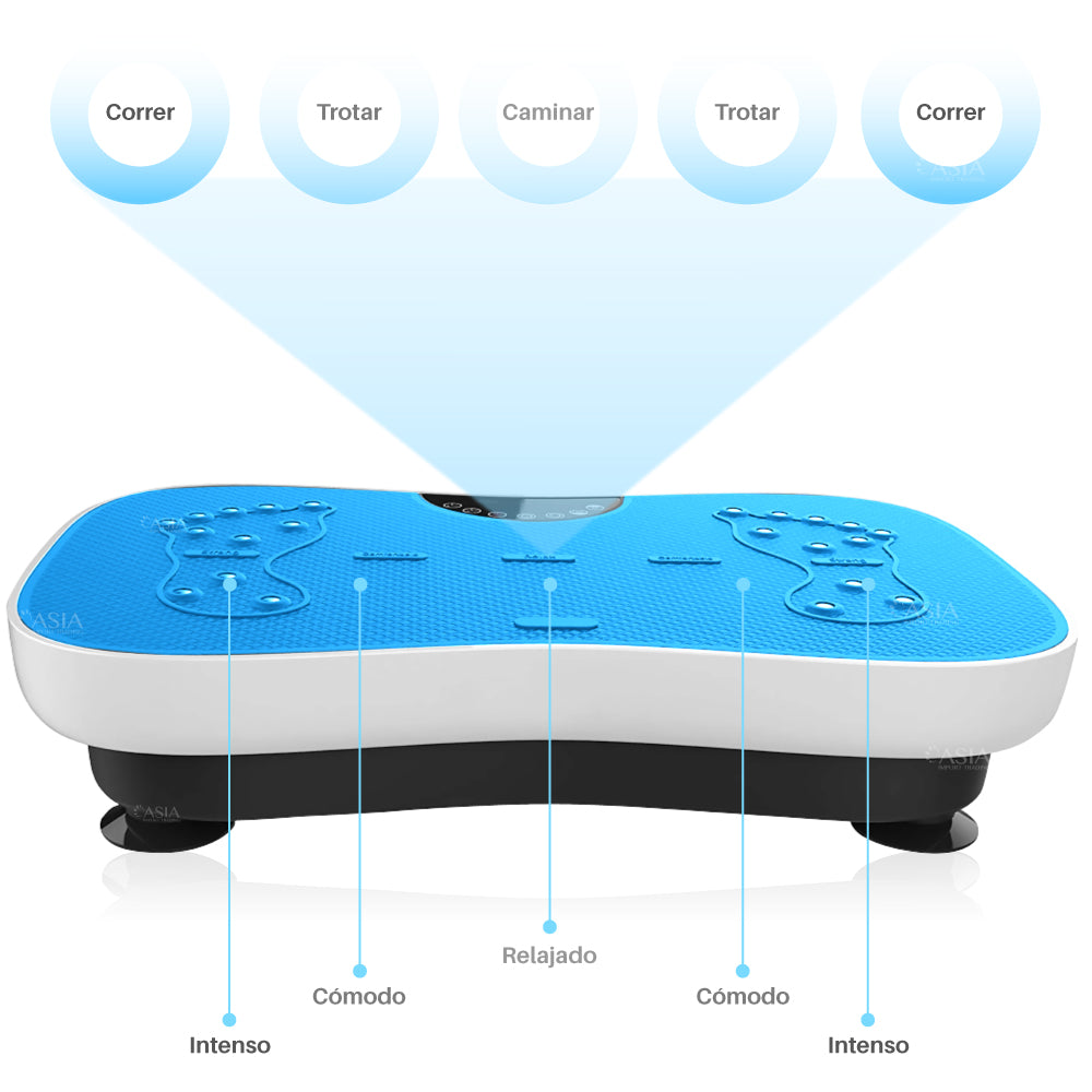 Plataforma Vibratoria Fitness Celeste con Control Remoto y Masaje Magnético