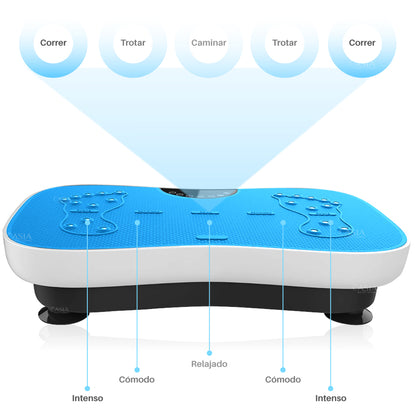 Plataforma Vibratoria Fitness Celeste con Control Remoto y Masaje Magnético