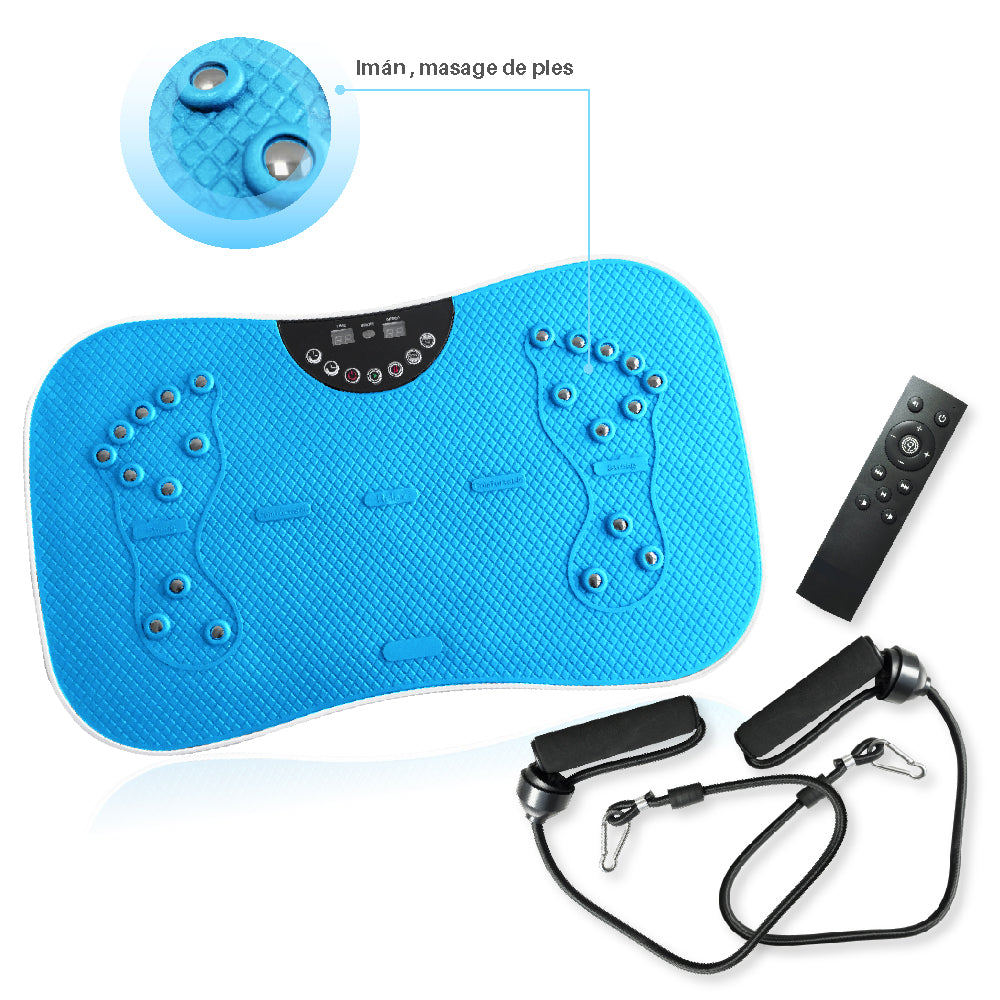 Plataforma Vibratoria Fitness Celeste con Control Remoto y Masaje Magnético