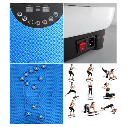 Plataforma Vibratoria Fitness Celeste con Control Remoto y Masaje Magnético