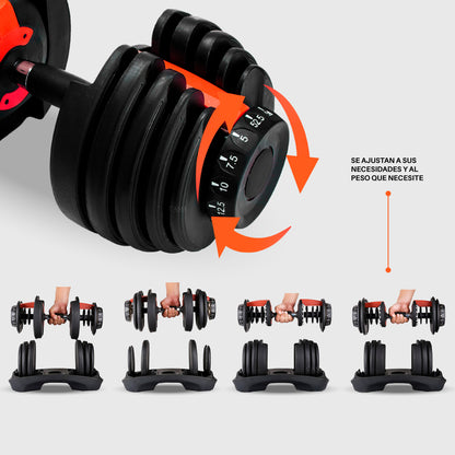Mancuerna Ajustable 24 kg con Base – Gimnasio en Casa