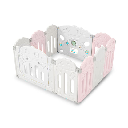 Corral para bebe modelo 8+2 paneles rosado