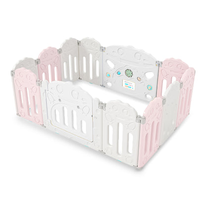 Corral para bebe modelo 10+2 paneles rosado