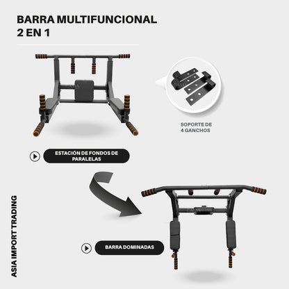 Barra de dominadas anclable con 2 posiciones intercambiables