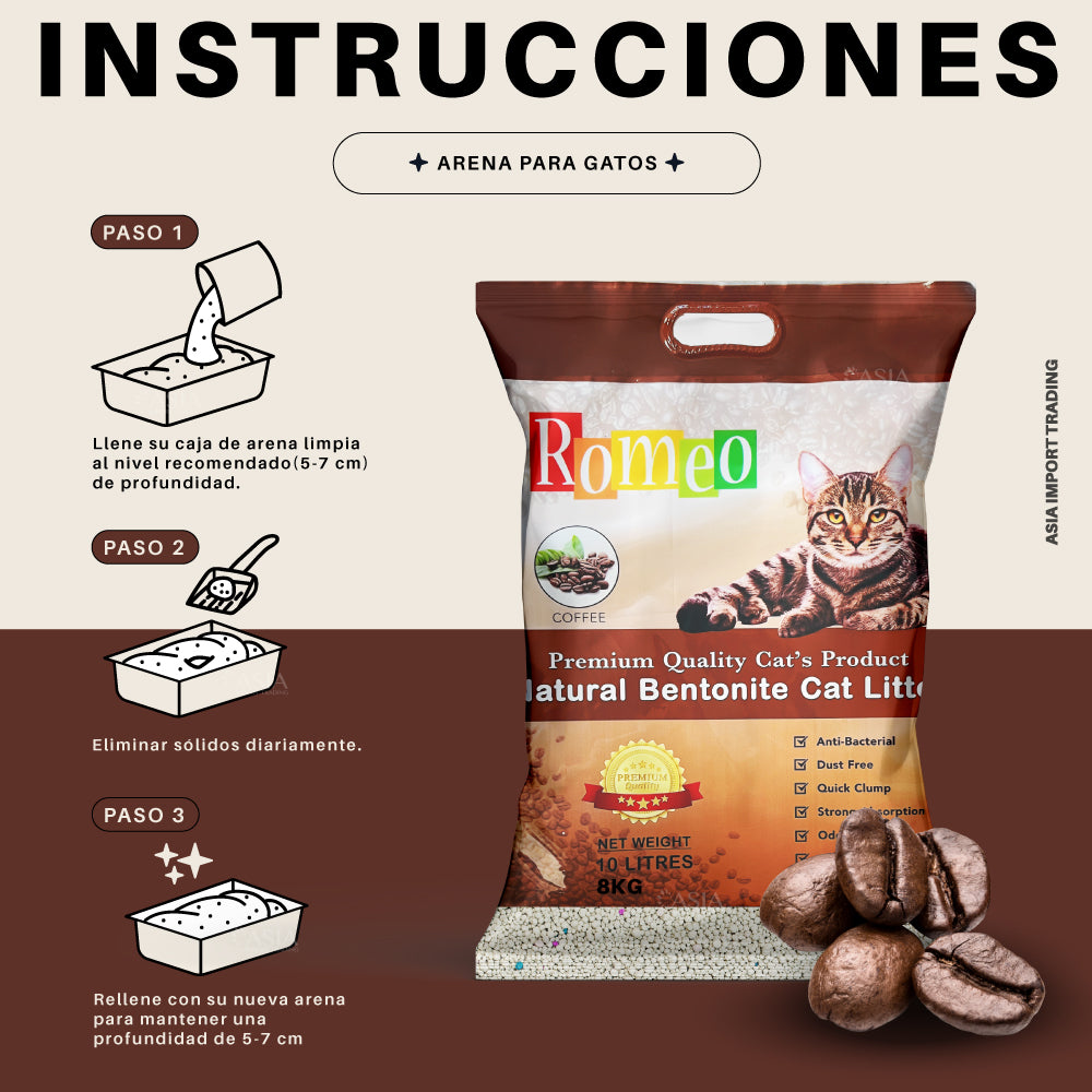 Arena Absorbente para gatos aroma Café 16k