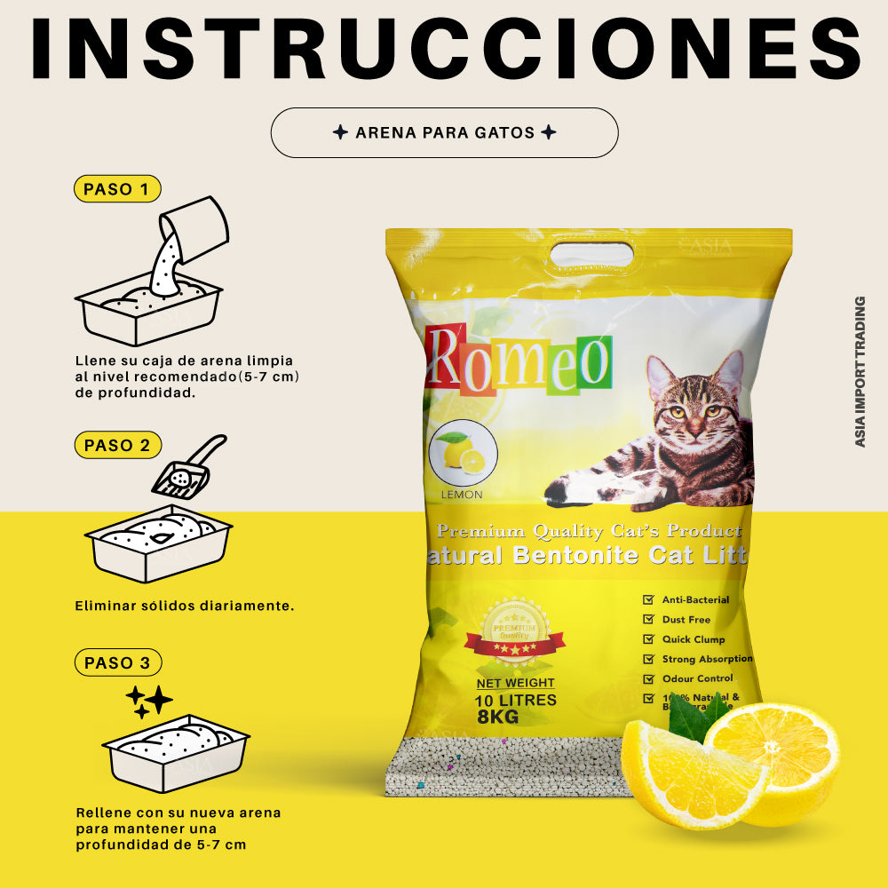 Arena Absorbente para gatos aroma Limón 16k