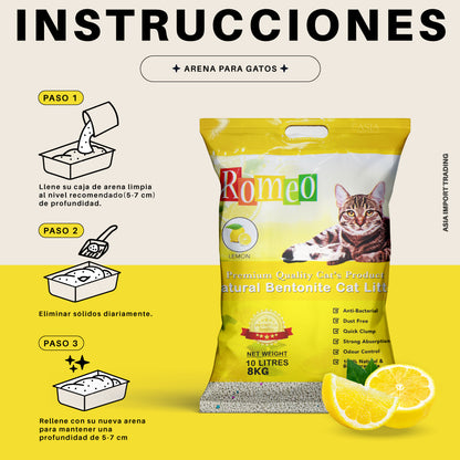 Arena Absorbente para gatos aroma Limón 16k