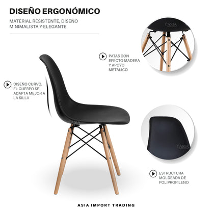 Silla estilo moderno Negra