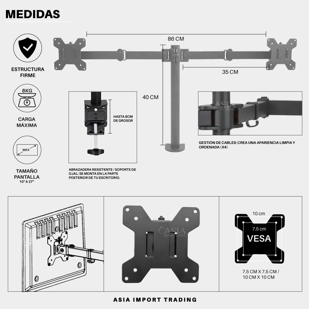 Soporte Monitor Doble