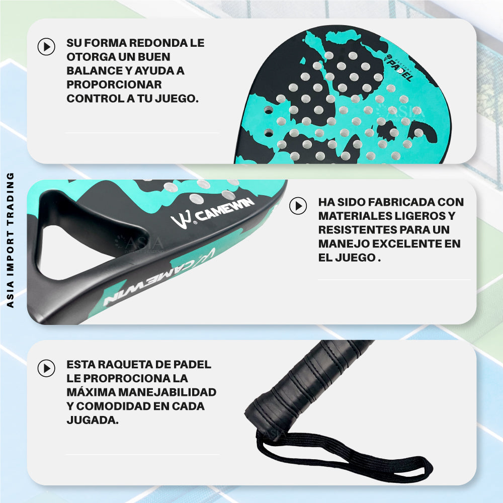 Pala de Pádel Black Edition con Funda –Diseño Vintage Pro Verde con Negro