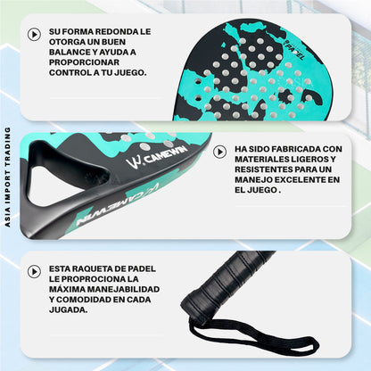 Pala de Pádel Black Edition con Funda –Diseño Vintage Pro Verde con Negro